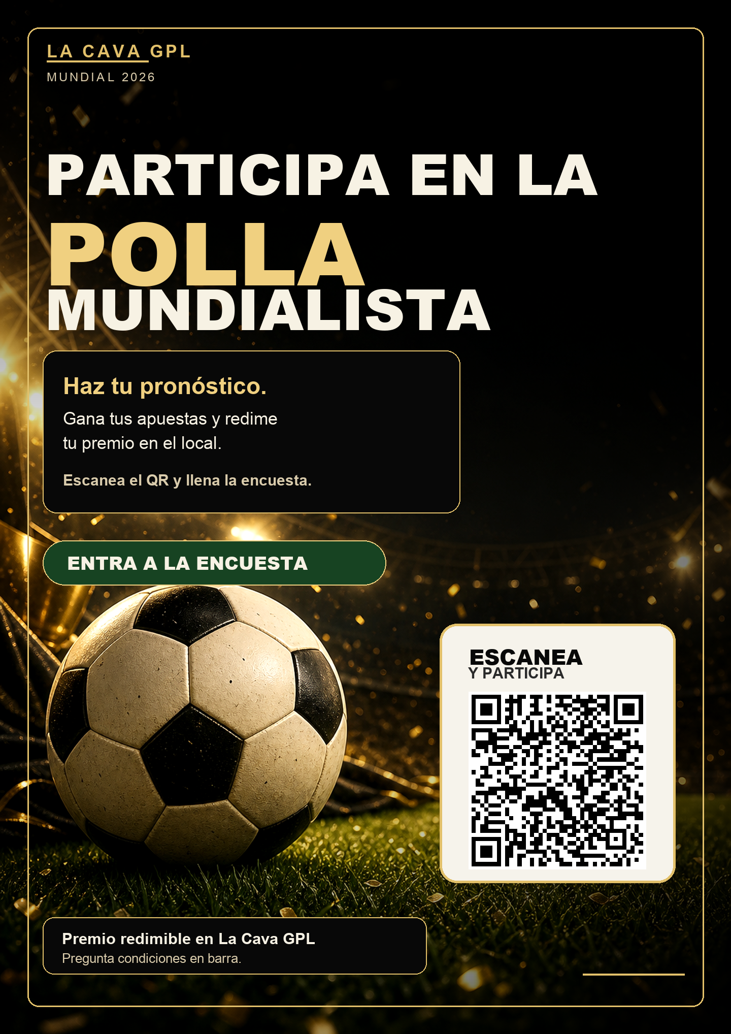 Cartel de la polla mundialista de La Cava GPL